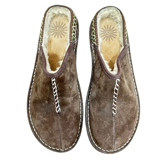 Ugg Australia Kohala taupe suede & sheepskin slip on comfort clogs/slippers sz 6 - Picture 4 of 10